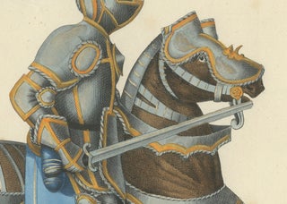Hand-Coloured Litho of Knights in Jousting Armor on Caparisoned Horses, 1842, view 3