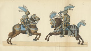 Hand-Coloured Litho of Knights in Jousting Armor on Caparisoned Horses, 1842, view 6