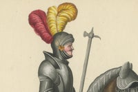 Hand-Coloured Lithograph of Armoured Knight and Horse in Tournament Dress, 1842, view 5