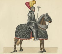 Hand-Coloured Lithograph of Armoured Knight and Horse in Tournament Dress, 1842, view 6