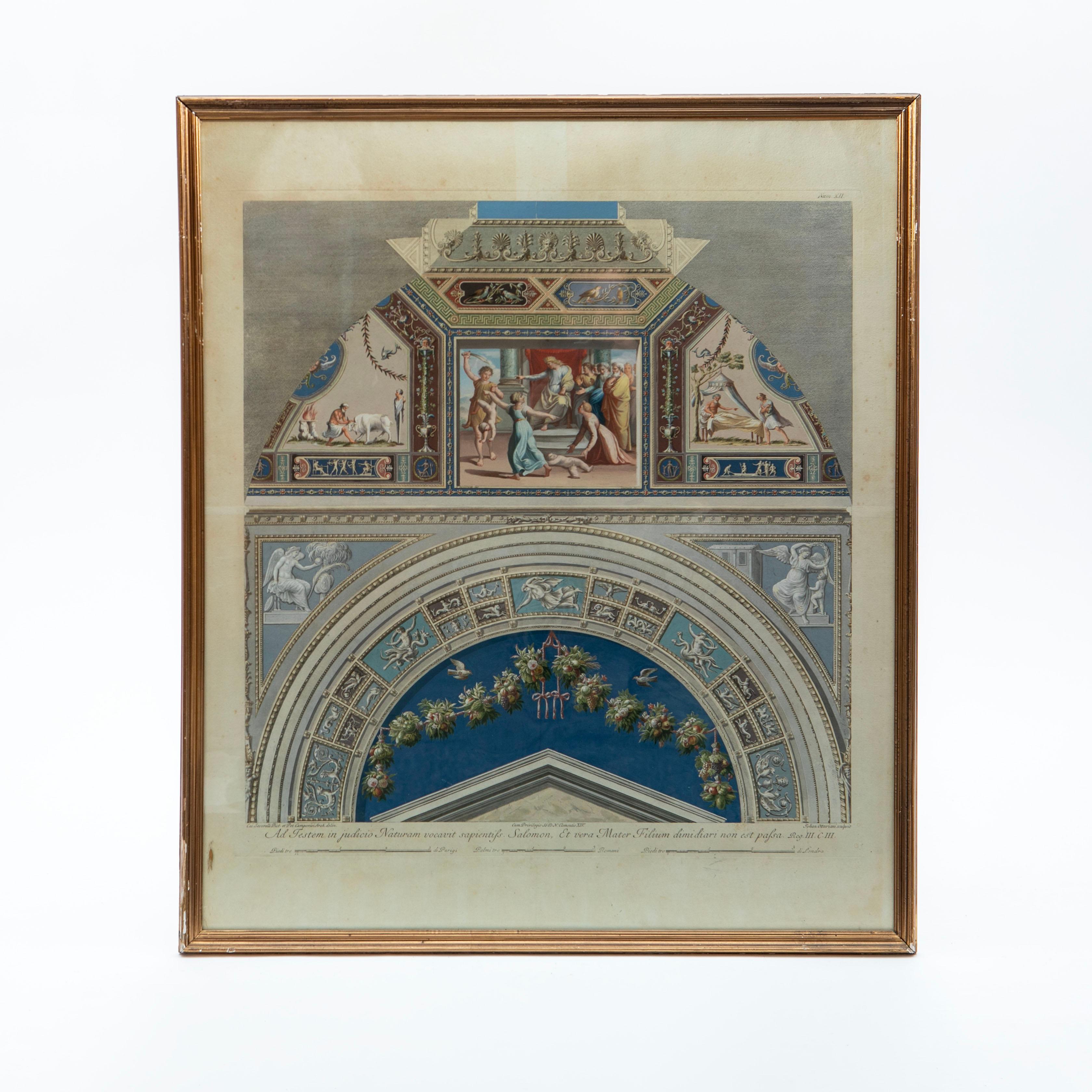 Giovanni Ottaviani (Italien, 1735-1808)
Titel: Szene aus den Kreuzganggewölben in den Loggien des Raphael, Vatikan

Große, exquisit handkolorierte Radierung aus der Serie Loggie di Rafaele nel Vaticano, die zwischen 1772 und 1777 in Rom