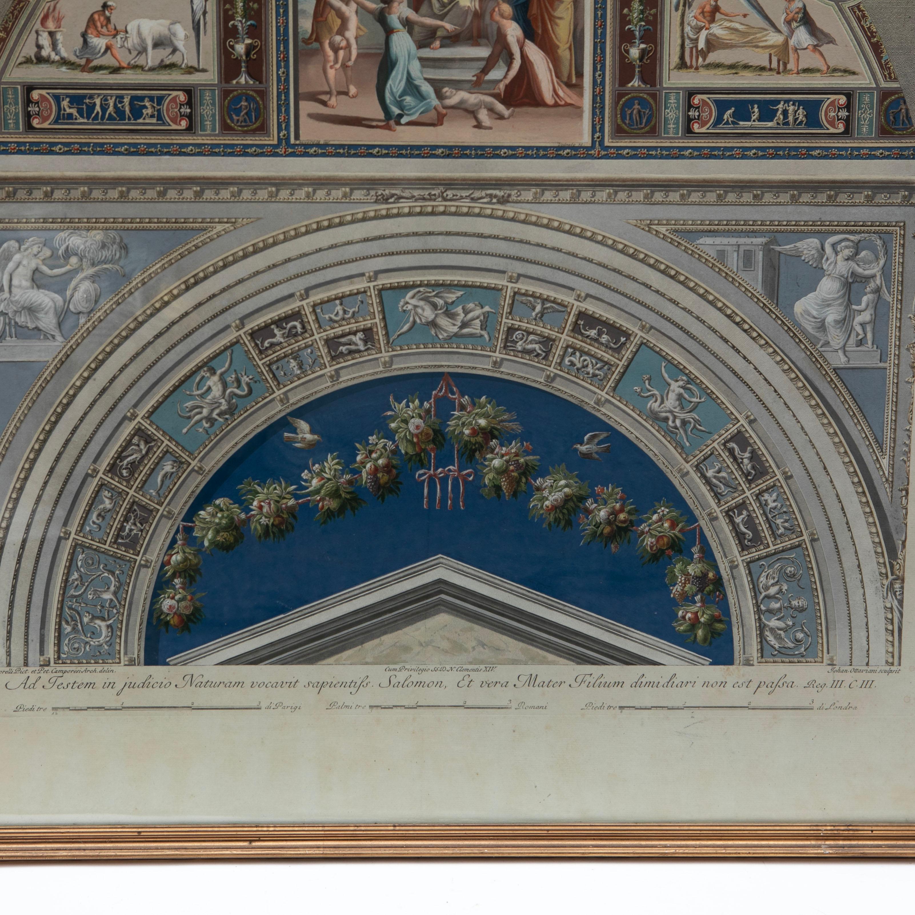 Handkolorierte Szene aus den Kreuzganggewölben in den Loggien des Raphael, Vatikan, Nr. IV (Italienisch) im Angebot