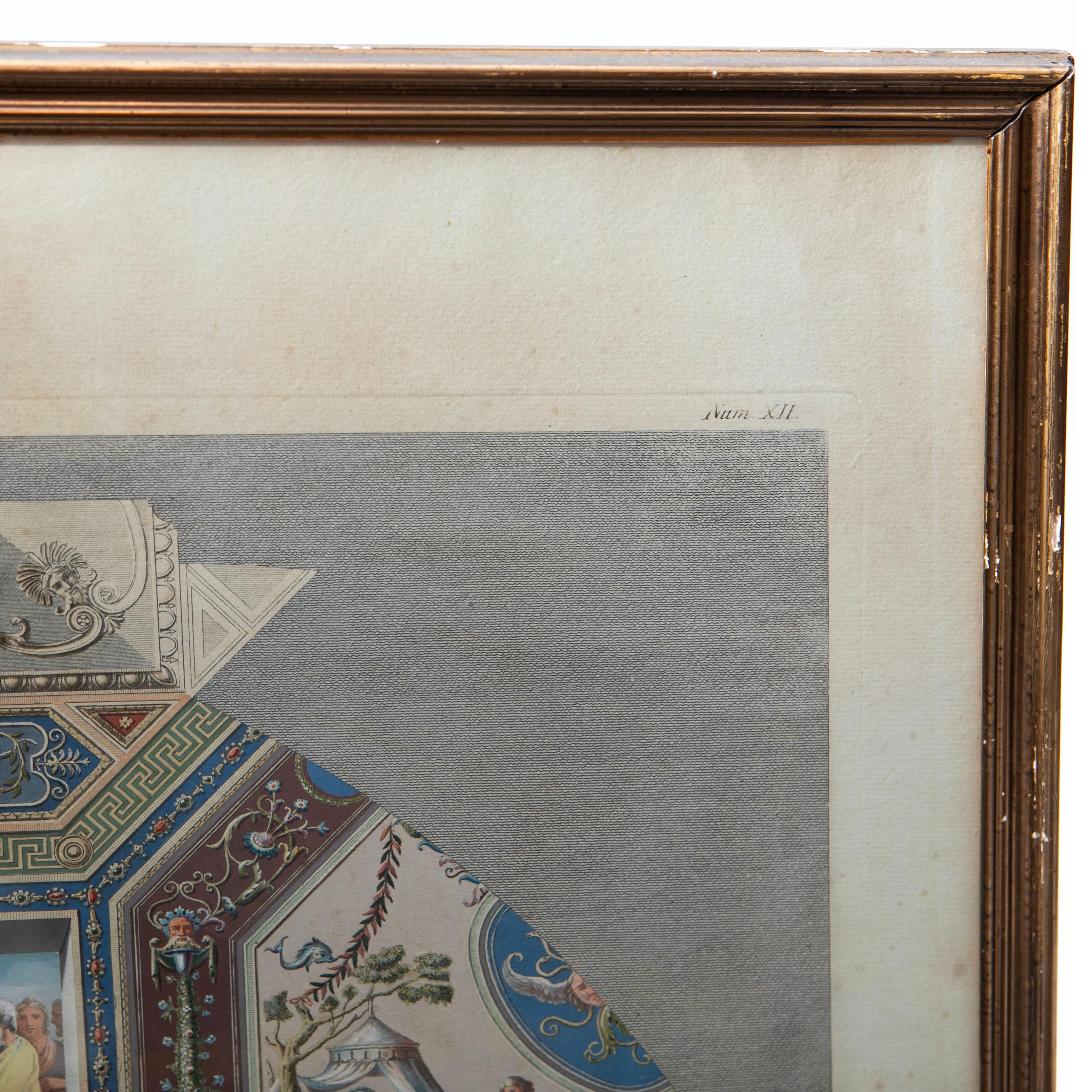 Handkolorierte Szene aus den Kreuzganggewölben in den Loggien des Raphael, Vatikan, Nr. IV (18. Jahrhundert) im Angebot