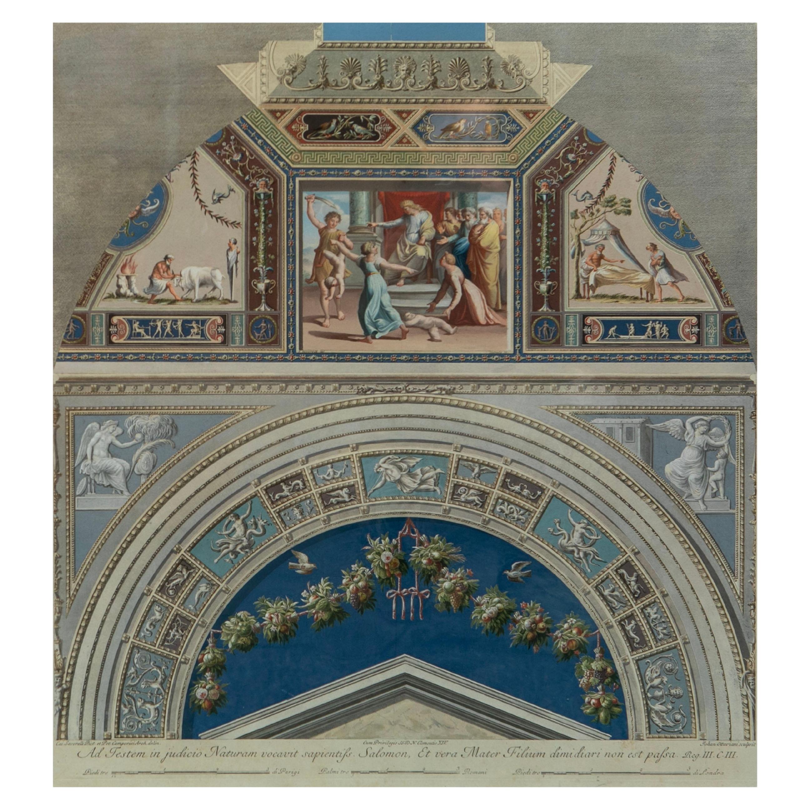 Scène coloriée à la main des voûtes du cloître des Loggias de Raphael, Vatican, n° IV