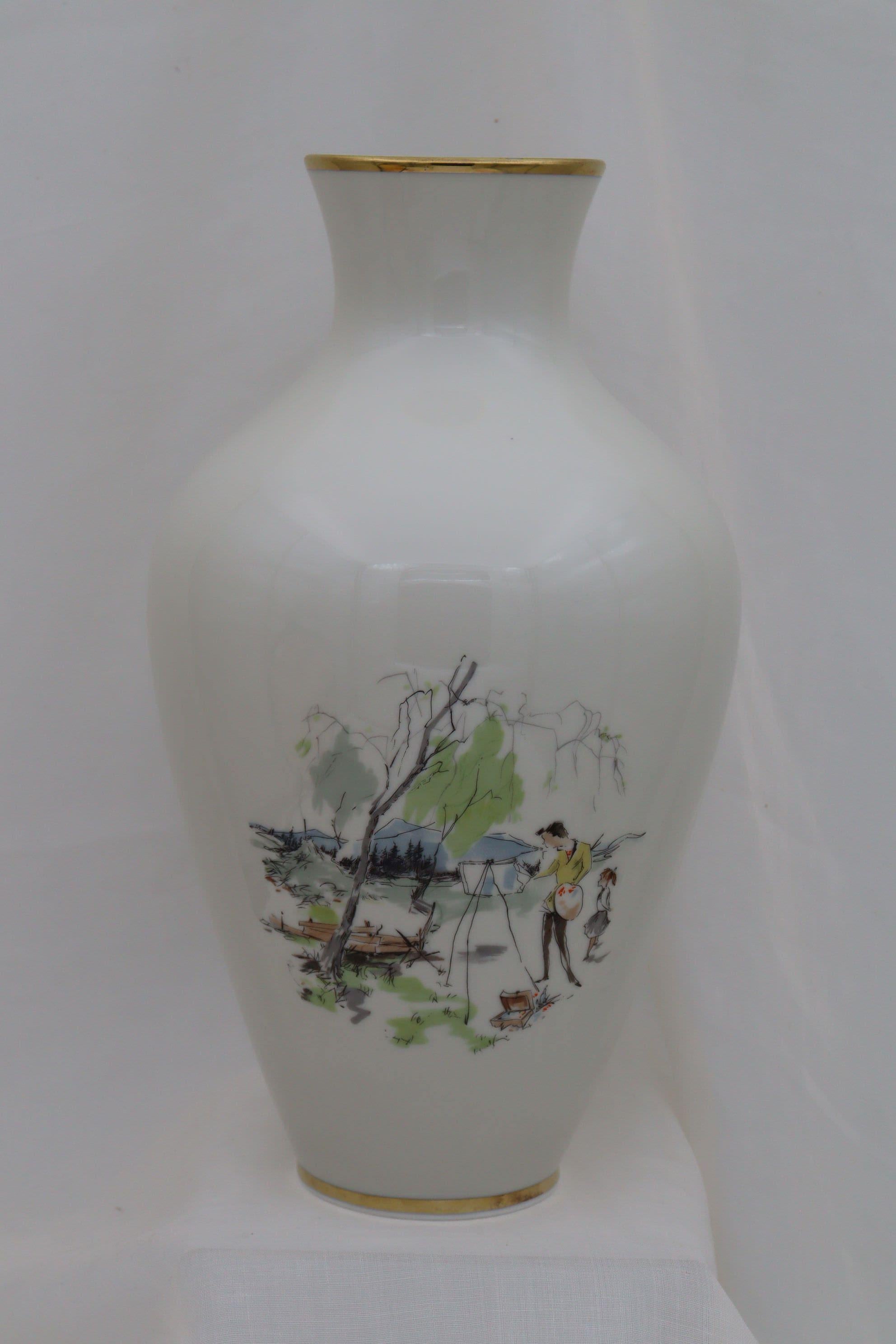 Mid-Century Modern Hand coloured vase by Alka Kunst of Germany For Sale