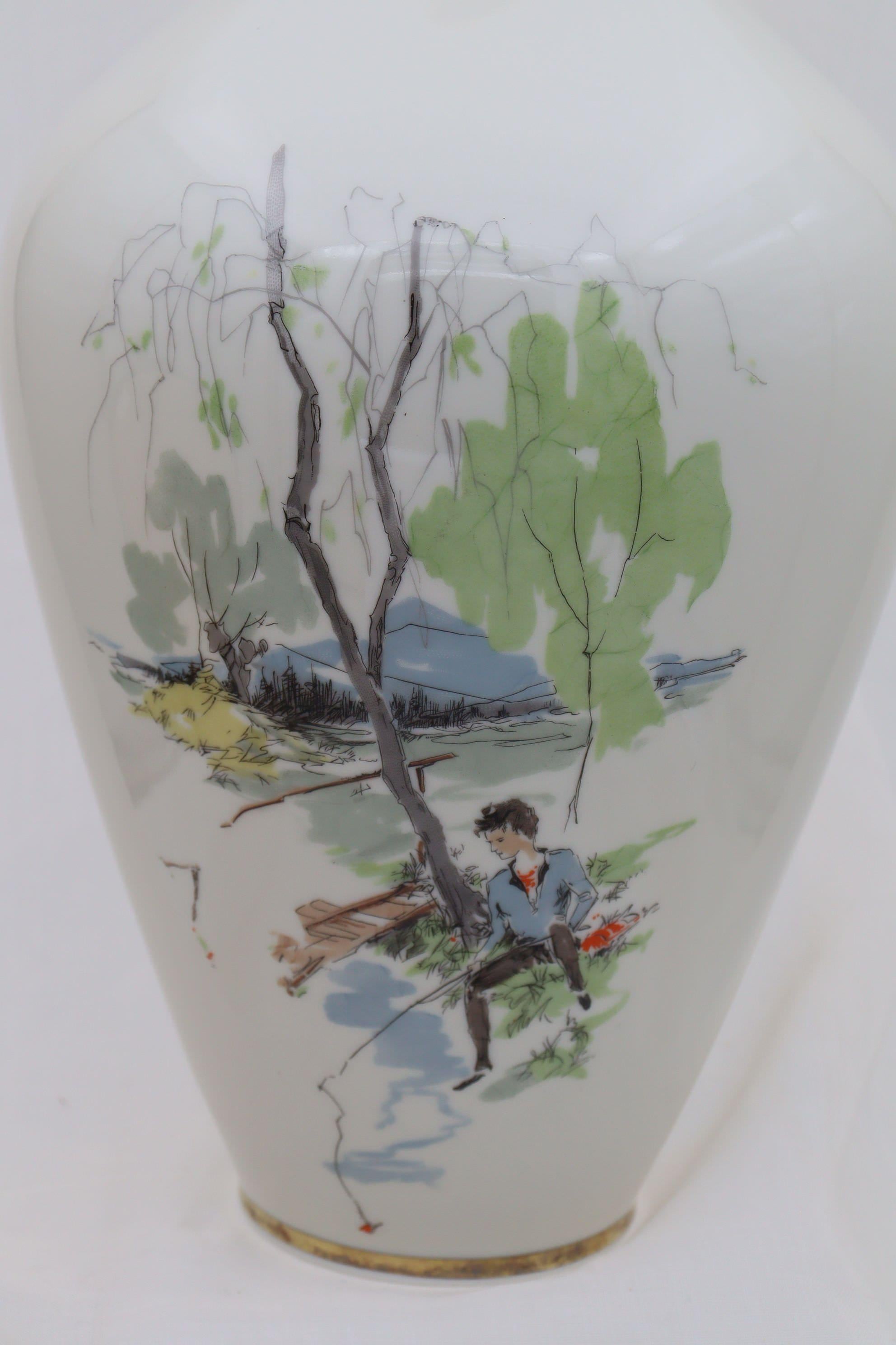 Mid-20th Century Hand coloured vase by Alka Kunst of Germany For Sale