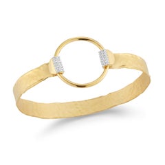 Open Circle Armspange, 14 Karat Gelbgold, handgefertigt, schmales