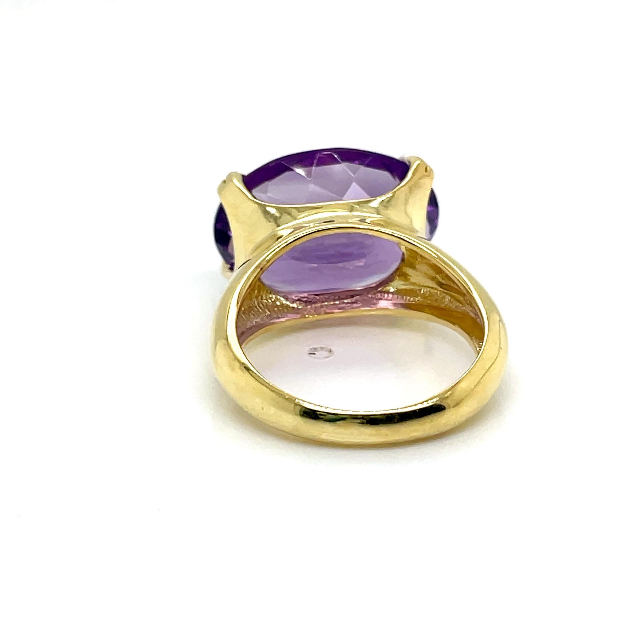 For Sale:  Hand-Crafted 14K Gold 10.2CT Amethyst Cocktail Ring 4
