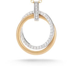 Handcrafted 14 Karat Yellow Gold Circle of Love Gold and Diamond Pendant