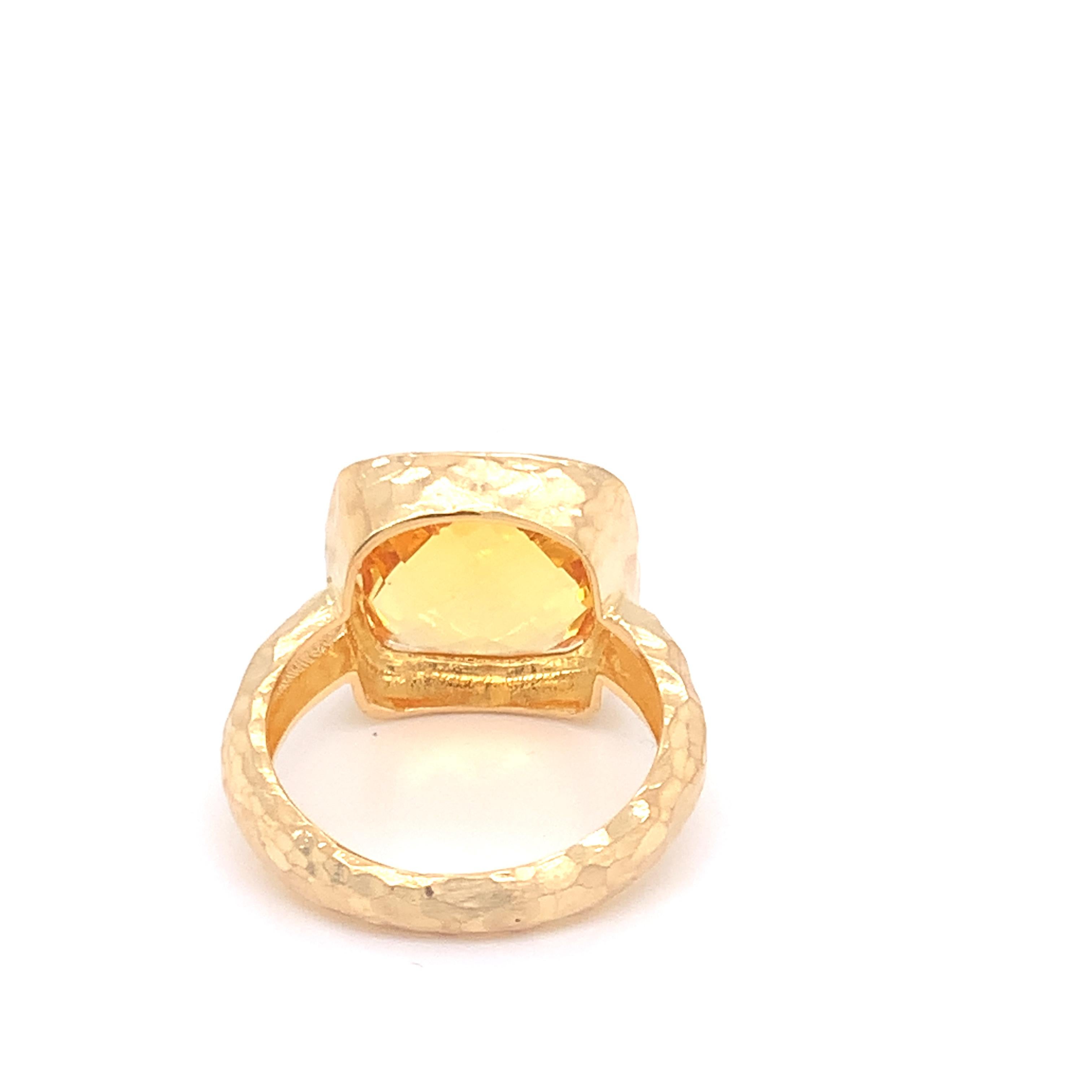 For Sale:  Hand-Crafted 14 Karat Yellow Gold Citrine Cocktail Ring 3