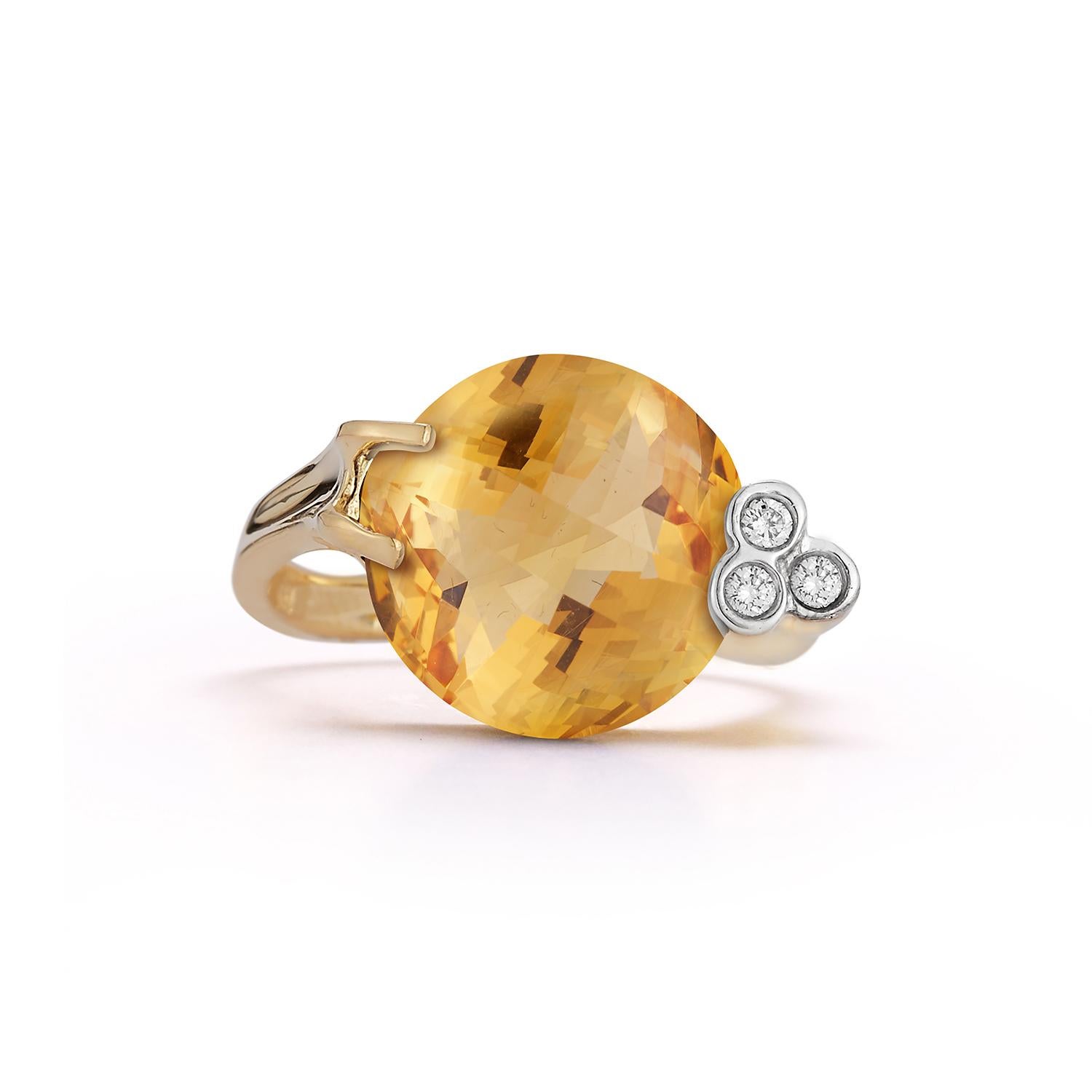 For Sale:  Hand-Crafted 14 Karat Yellow Gold Citrine Color Stone Cocktail Ring 2