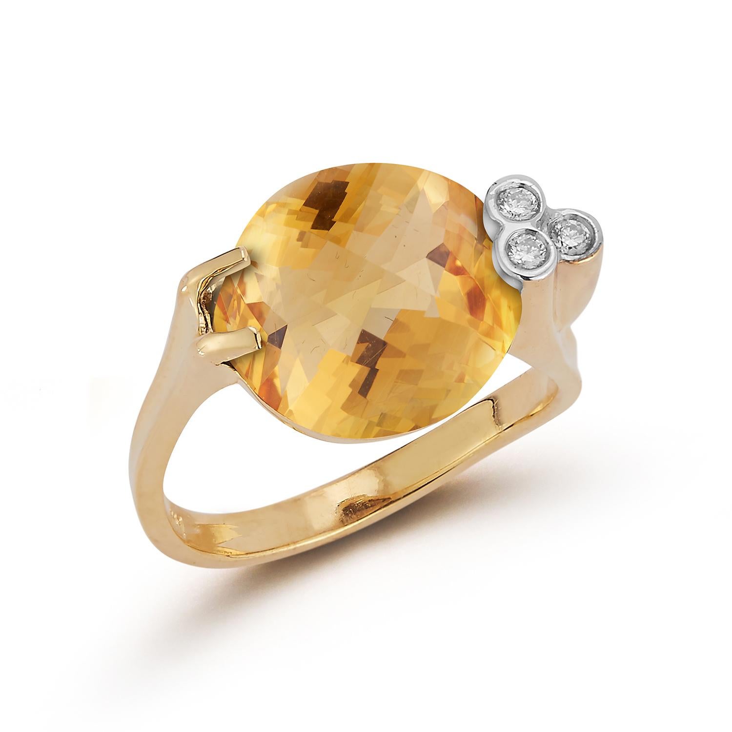 For Sale:  Hand-Crafted 14 Karat Yellow Gold Citrine Color Stone Cocktail Ring 4