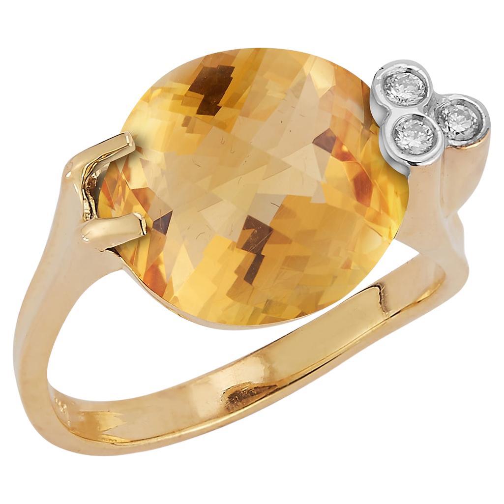 Hand-Crafted 14 Karat Yellow Gold Citrine Color Stone Cocktail Ring