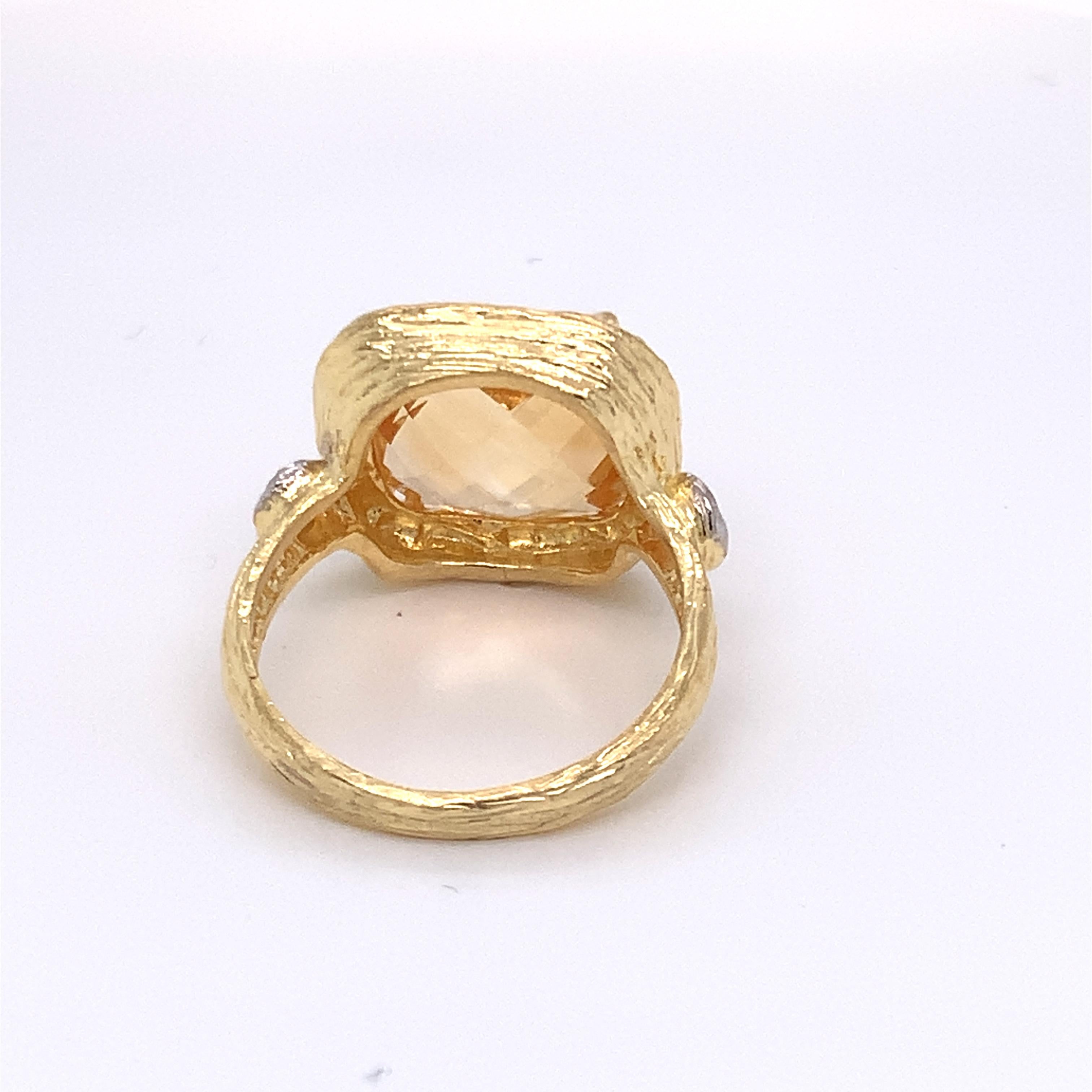 For Sale:  Hand-Crafted 14 Karat Yellow Gold Citrine Color Stone Ring 2