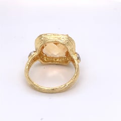 Hand-Crafted 14 Karat Yellow Gold Citrine Color Stone Ring