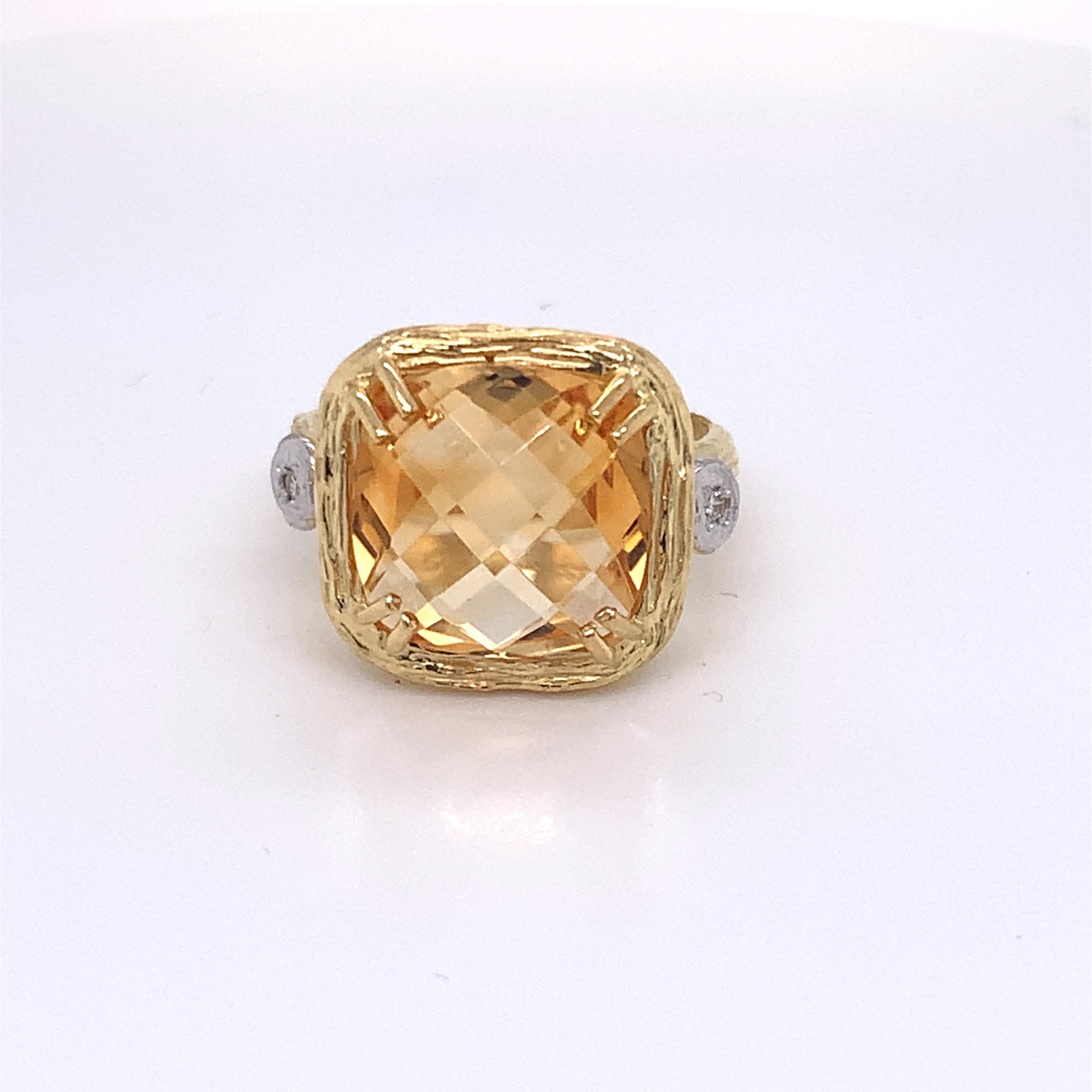 For Sale:  Hand-Crafted 14 Karat Yellow Gold Citrine Color Stone Ring 3