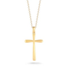 Handgefertigter Kreuzanhänger aus 14 Karat Gelbgold