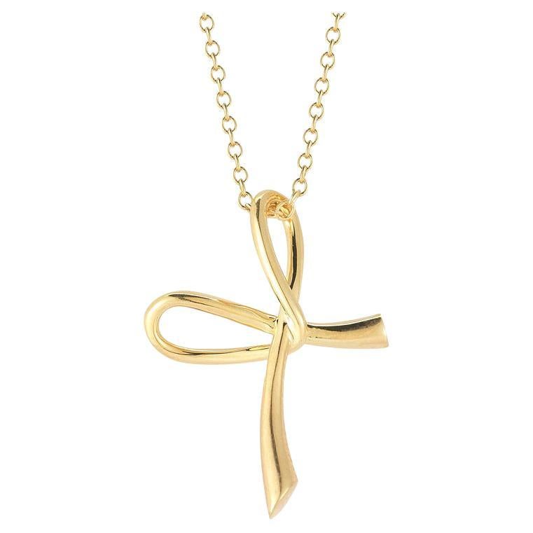 Hand-Crafted 14 Karat Yellow Gold Cross Pendant For Sale