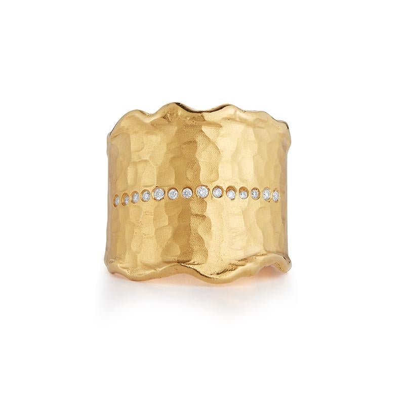 For Sale:  Hand-Crafted 14 Karat Yellow Gold Cuff Ring 2
