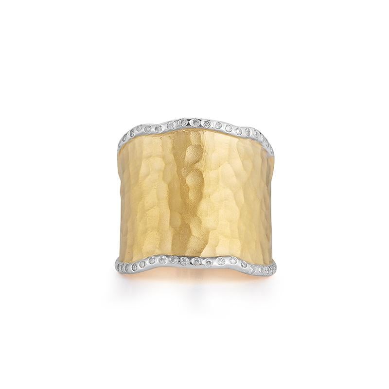 En vente :  Bague manchette en or jaune 14 carats faite à la main 2
