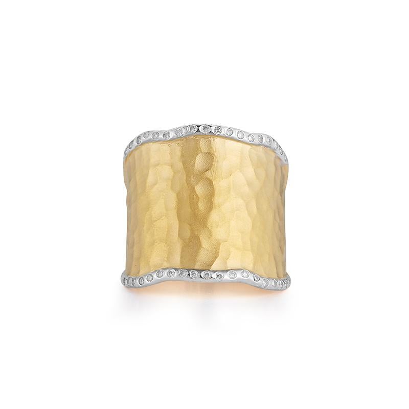 For Sale:  Hand-Crafted 14 Karat Yellow Gold Cuff Ring 2