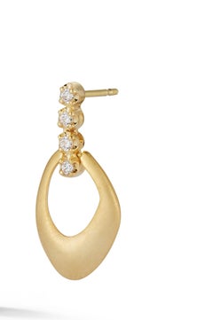 Hand-Crafted 14 Karat Yellow Gold Dangling Free-Form Earrings