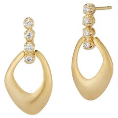 Hand-Crafted 14 Karat Yellow Gold Dangling Free-Form Earrings