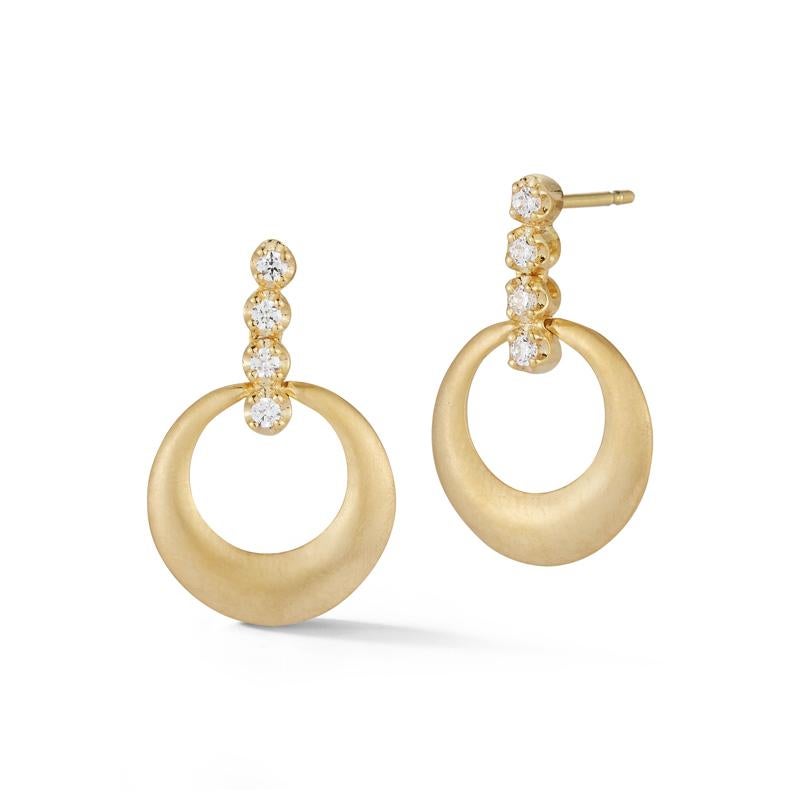 Hand-Crafted 14 Karat Yellow Gold Dangling Open Circle Earrings In New Condition For Sale In Great Neck, NY