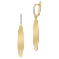 Pendants d'oreilles ovales en or jaune 14 carats, fabriqués à la main