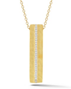 Hand-Crafted 14 Karat Yellow Gold Dog-Tag Sliding Pendant