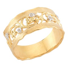 Handgefertigter filigraner Ring aus 14 Karat Gelbgold