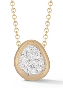 Handcrafted 14 Karat Yellow Gold Freeform Diamond Centered Pendant