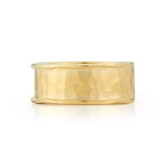 Hand-Crafted 14 Karat Yellow Gold Hammered Band Ring