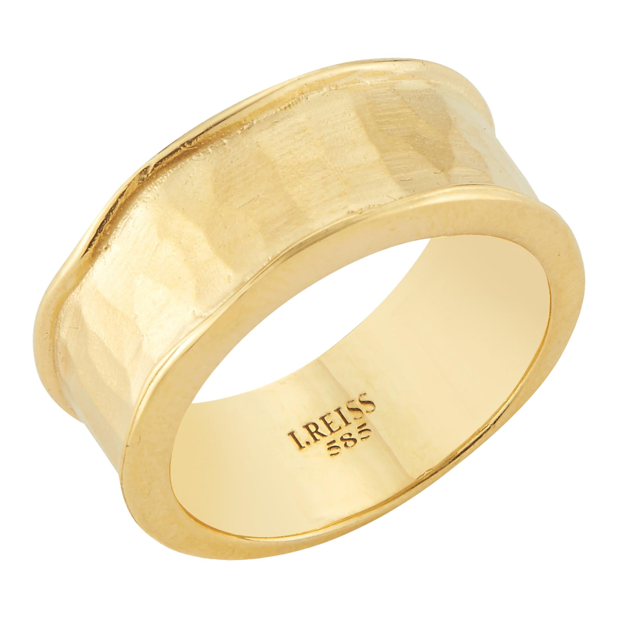 For Sale:  Hand-Crafted 14 Karat Yellow Gold Hammered Band Ring