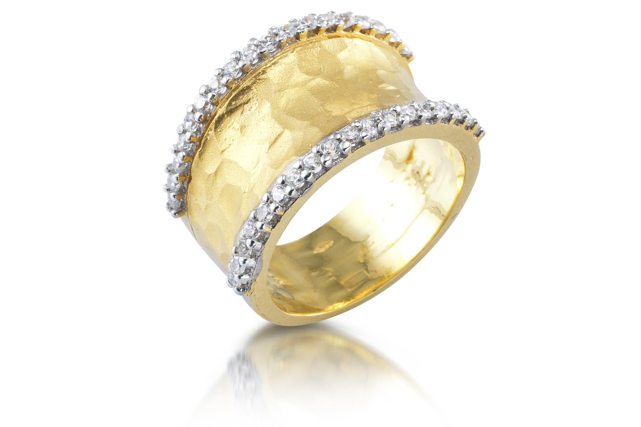 hammered gold cigar band ring