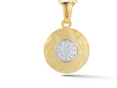 Handcrafted 14 Karat Yellow Gold Hammered Circle Pendant