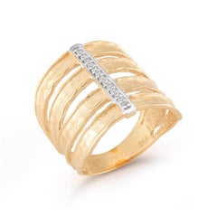 Handcrafted 14 Karat Yellow Gold Hammered Cut-Out Cigar Ring