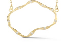 Handcrafted 14 Karat Yellow Gold Hammered East-to-West Open Freeform Necklace