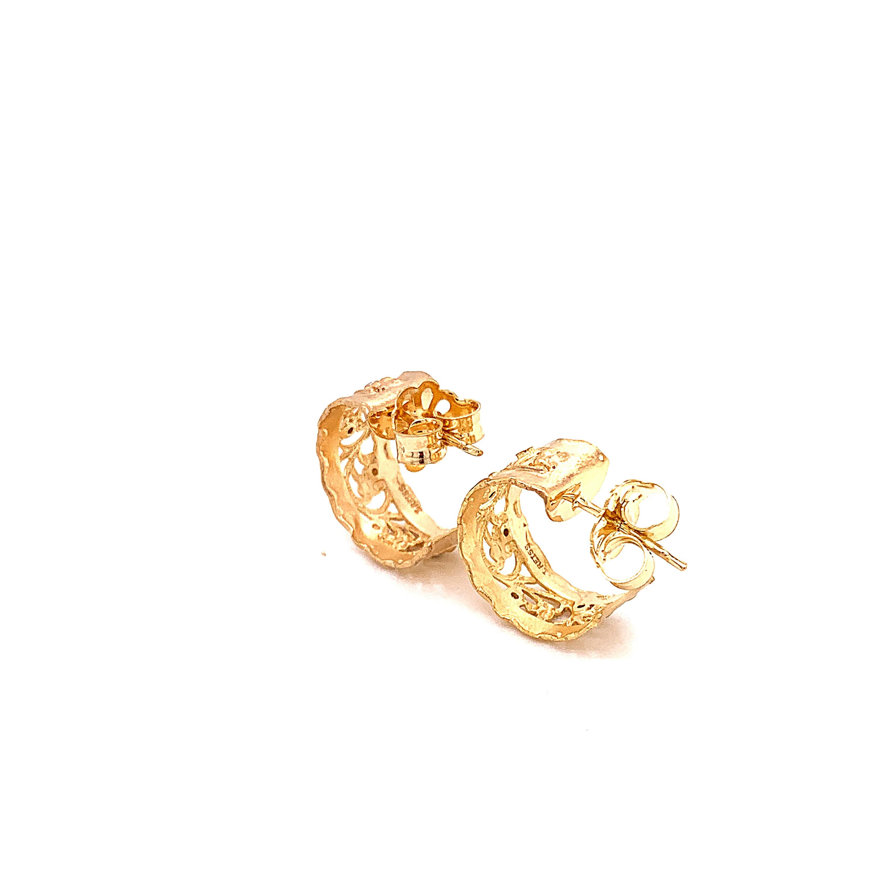 14k gold filigree hoop earrings