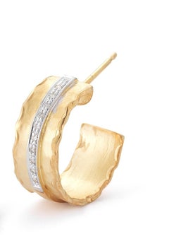 Handcrafted 14 Karat Yellow Gold Hammered Hoop Earrings