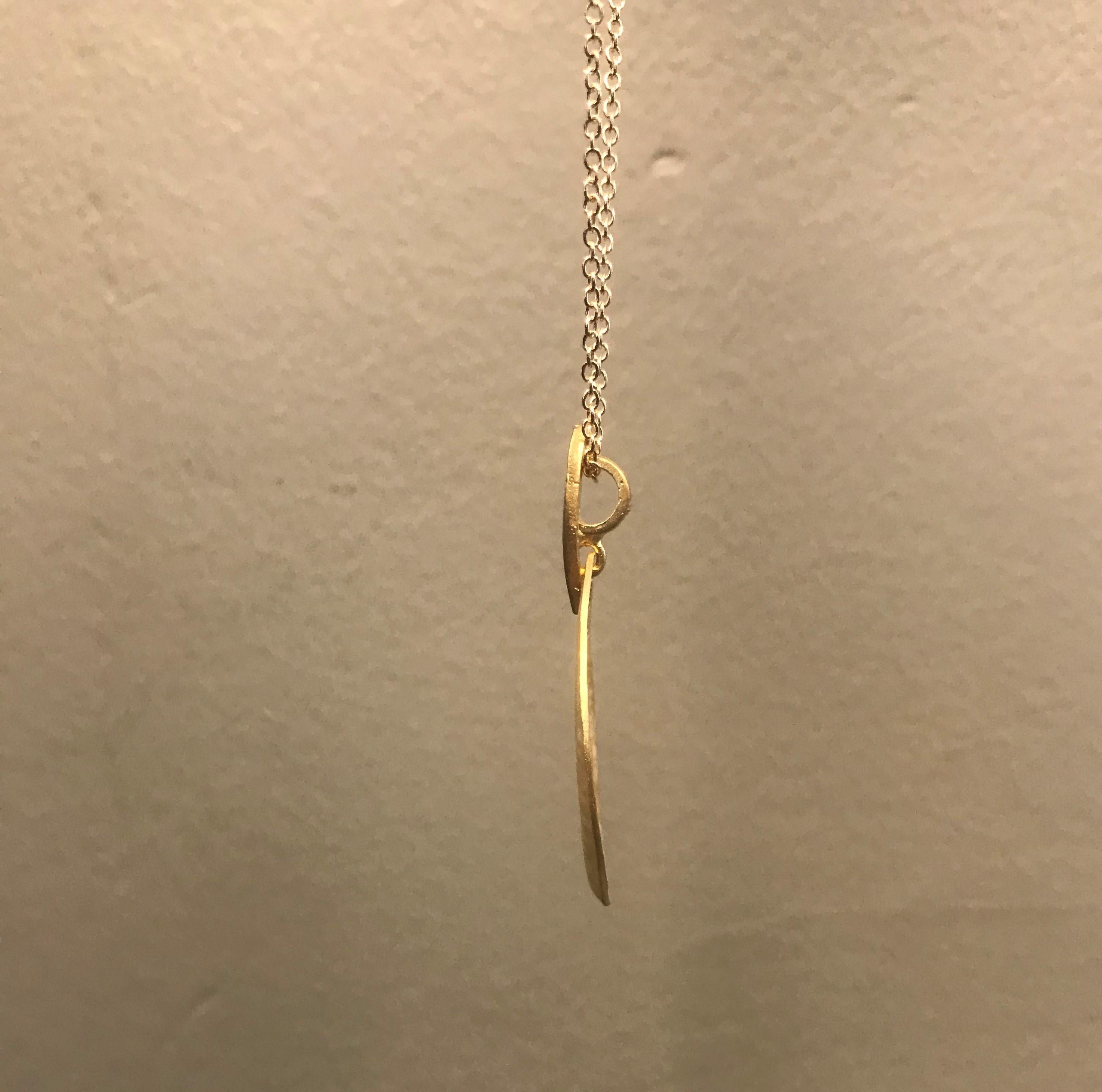 Handcrafted 14 Karat Yellow Gold Hammered Pendant Accented with Diamonds In New Condition For Sale In Great Neck, NY