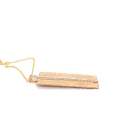 Handcrafted 14 Karat Yellow Gold Hammered Rectangular-Shaped Pendant