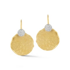 Handcrafted 14 Karat Yellow Gold Hammered Round-Shaped Earrings