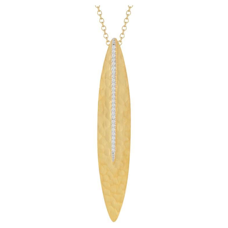 Beautiful Handcrafted 14 Karat Yellow Gold Diamond Cut Filigree Leaf Slide Pendant