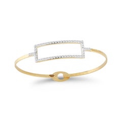 Offener rechteckiger Armreif aus 14 Karat Gelbgold, handgefertigt