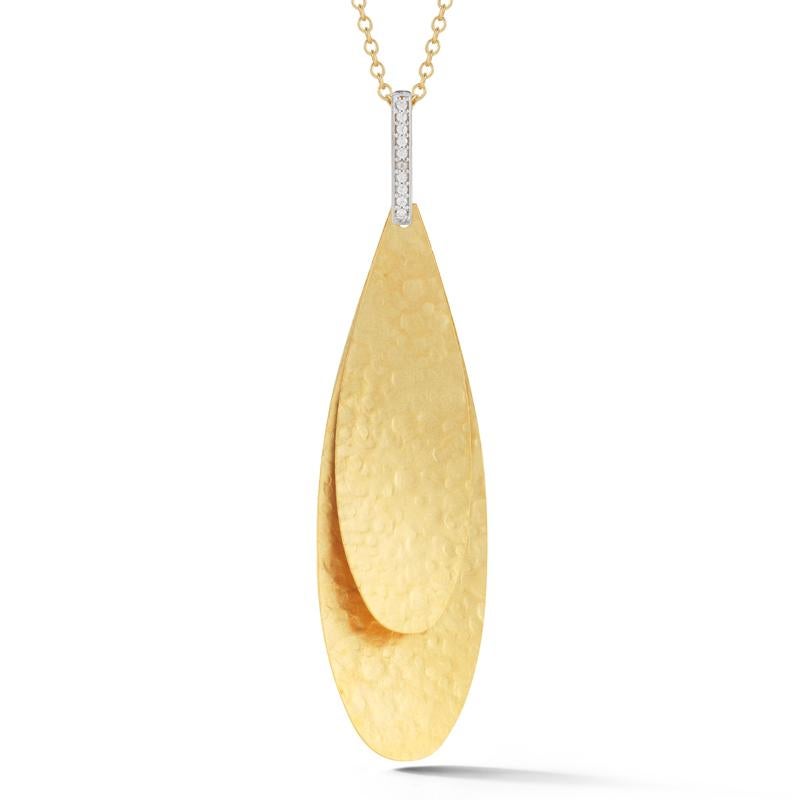 Hand-Crafted 14 Karat Yellow Gold Petal Pendant In New Condition For Sale In Great Neck, NY