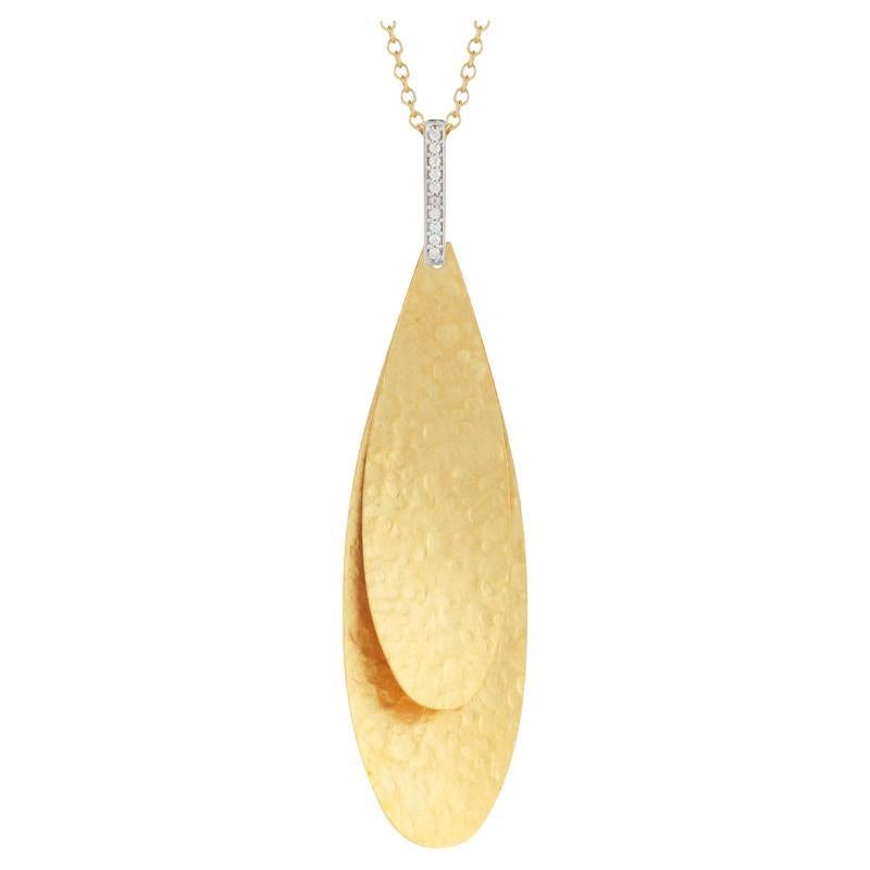 Hand-Crafted 14 Karat Yellow Gold Petal Pendant