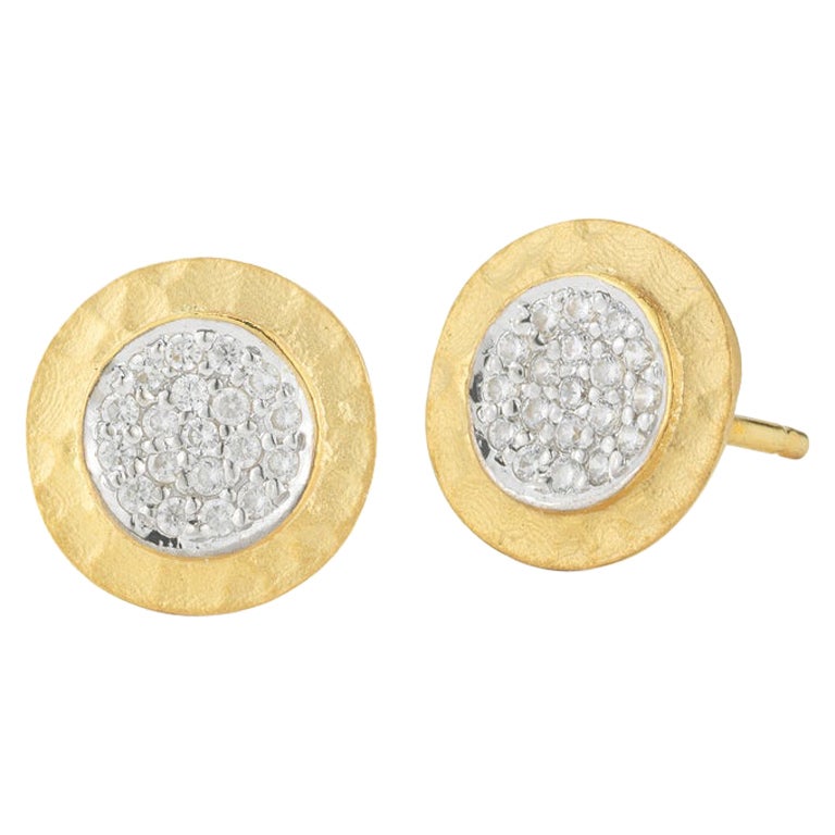 Pendientes redondos de oro amarillo de 14 quilates hechos a mano