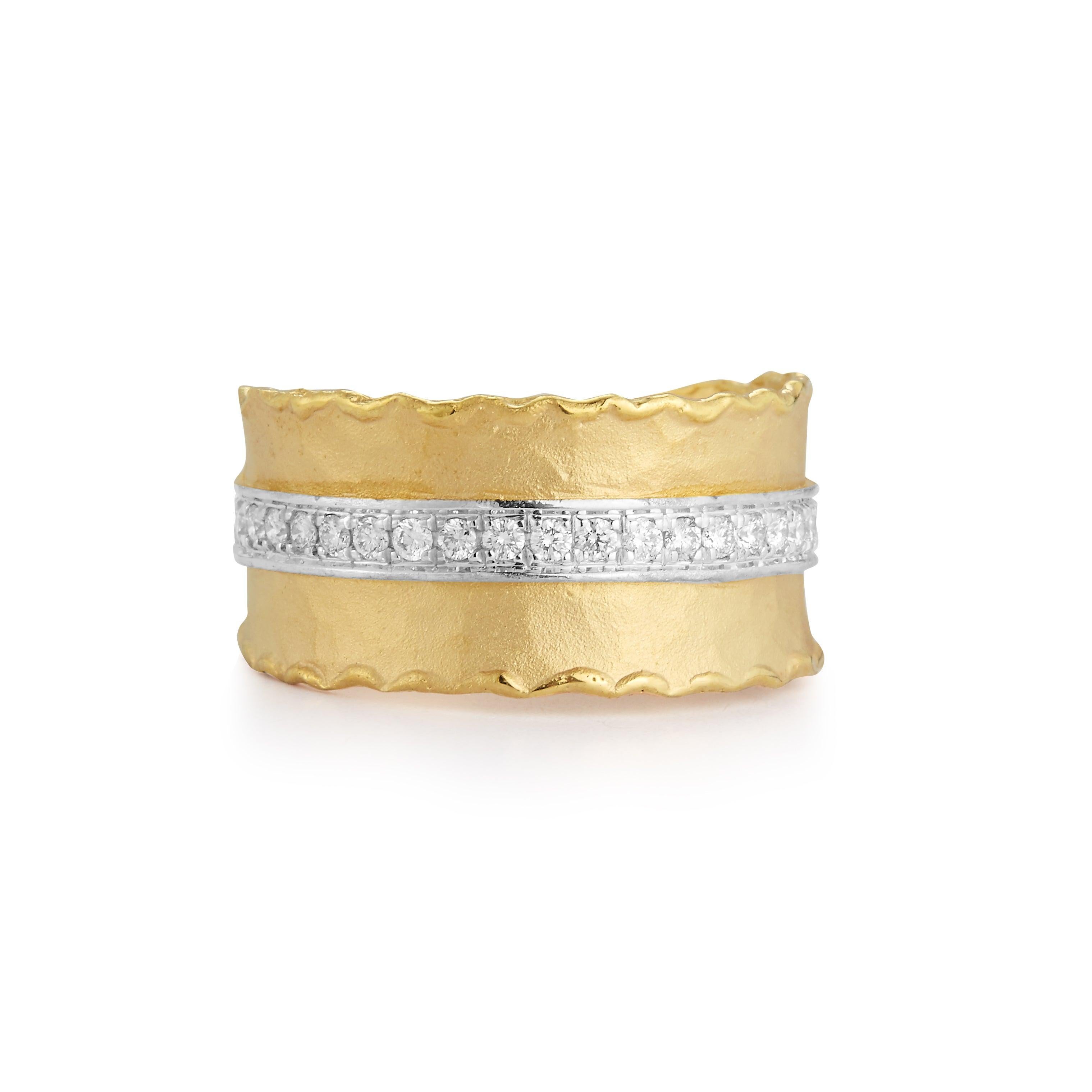 For Sale:  Hand-Crafted 14 Karat Yellow Gold Ruffled Edge Ring 2