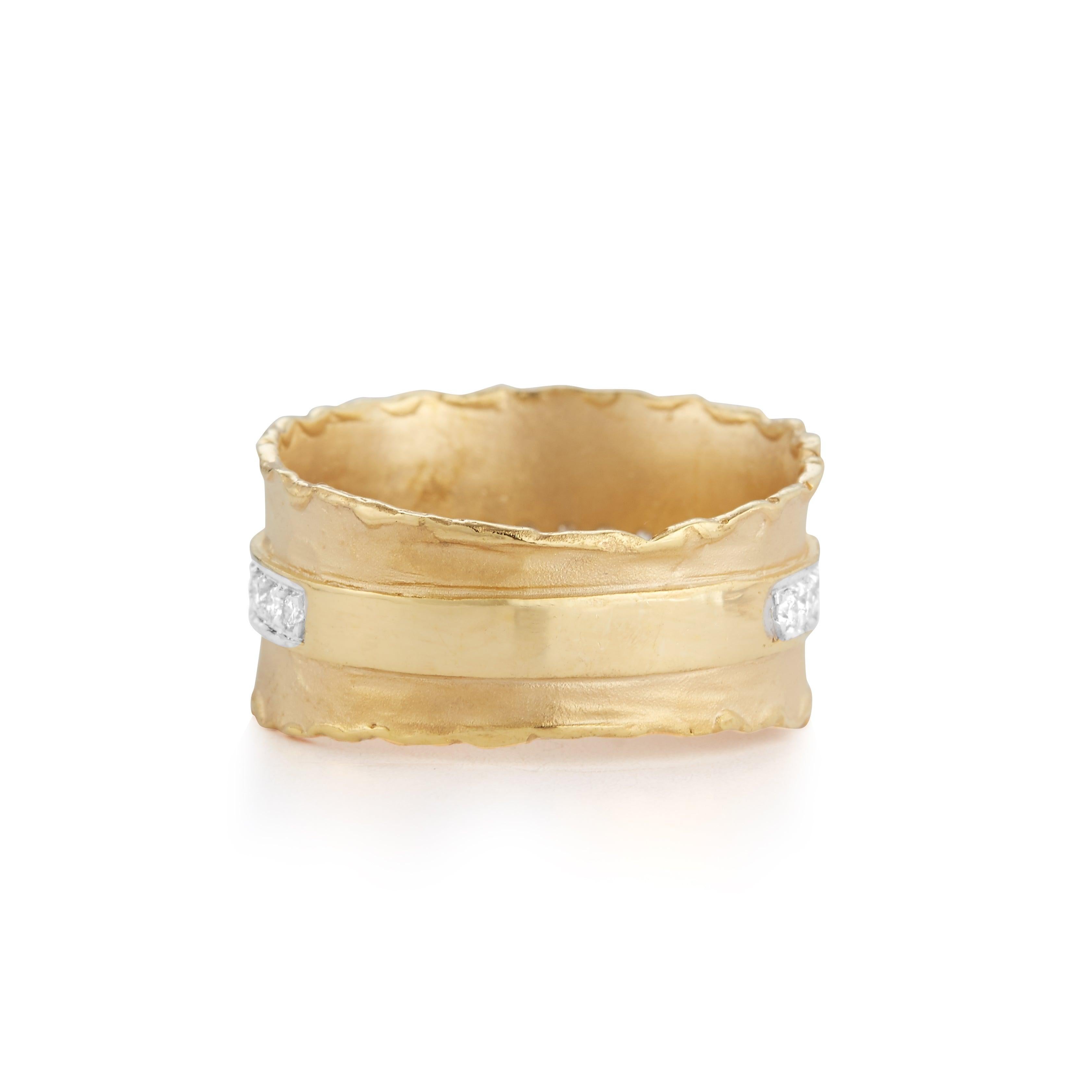 For Sale:  Hand-Crafted 14 Karat Yellow Gold Ruffled Edge Ring 4